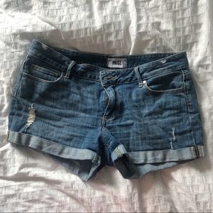 Paige Cuffed Jean Shorts, Size 27/28